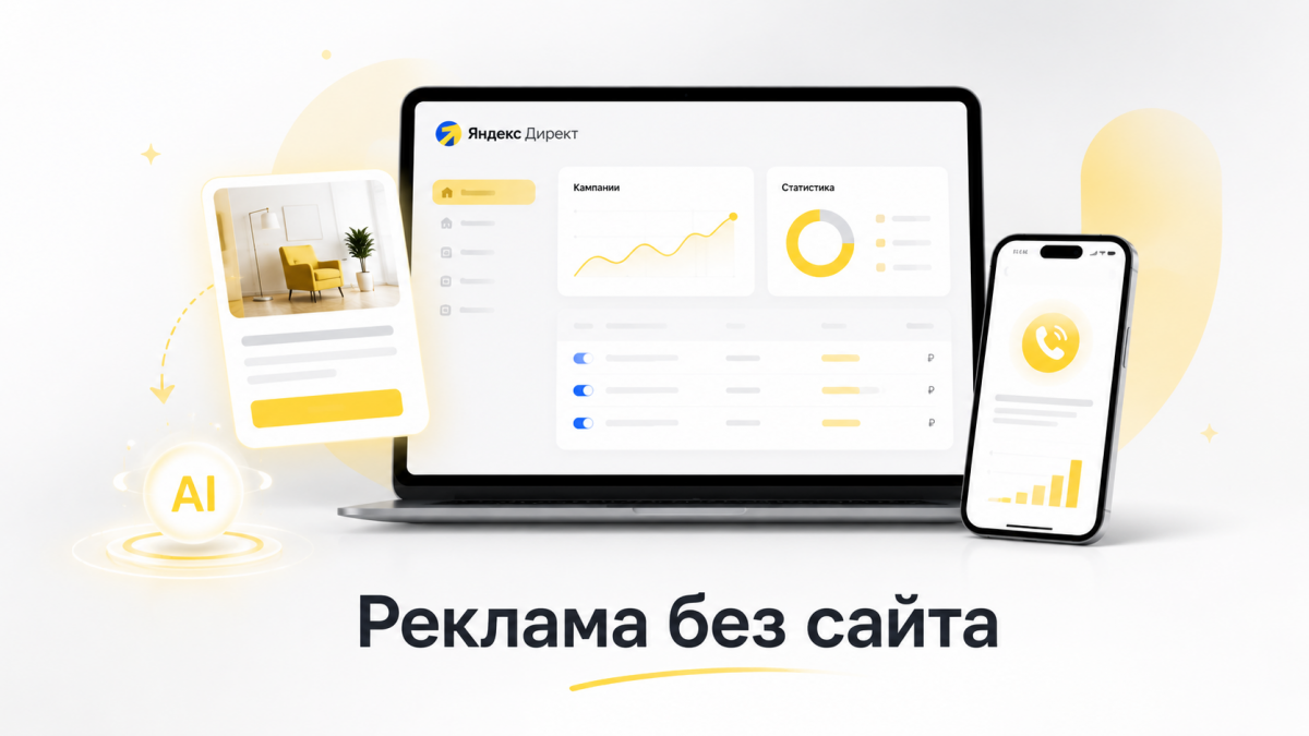 Реклама в Яндекс Директе без сайта: запуск с помощью нейросети
